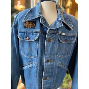 Vtg 70s 80s Wrangler No Fault Denim Sanfor Set Harley David. Patch M Jean Jacket